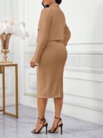 Compleu cu Fusta Midi Kora Bej - imagine 2