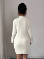 Rochie Scurta Tricotata Viviann Alba - imagine 4