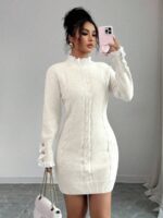 Rochie Scurta Tricotata Viviann Alba - imagine 5