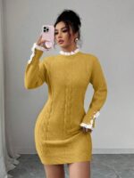 Rochie Scurta Tricotata Viviann Mustar