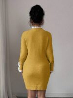 Rochie Scurta Tricotata Viviann Mustar - imagine 2