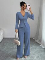 Compleu cu Pantalon Cristina Bleu - imagine 3