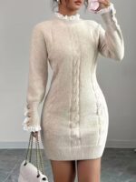 Rochie Scurta Tricotata Melanie Bej - imagine 3