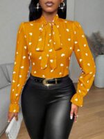 Bluza Dama Donna Galbena cu Inimioare Albe