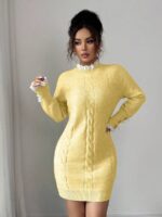 Rochie Scurta Tricotata Viviann Galben Deschis