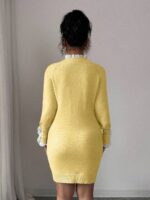 Rochie Scurta Tricotata Viviann Galben Deschis - imagine 2