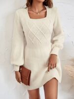 Rochie Scurta Tricotata Edena Crem - imagine 3