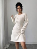 Rochie Scurta Tricotata Kalia Bej