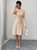 Rochie Scurta Tricotata Amalia Bej - imagine 3