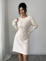 Rochie Scurta Tricotata Kalia Bej - imagine 3