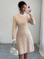 Rochie Scurta Tricotata Amalia Bej