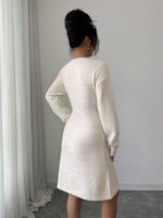 Rochie Scurta Tricotata Kalia Bej - imagine 2