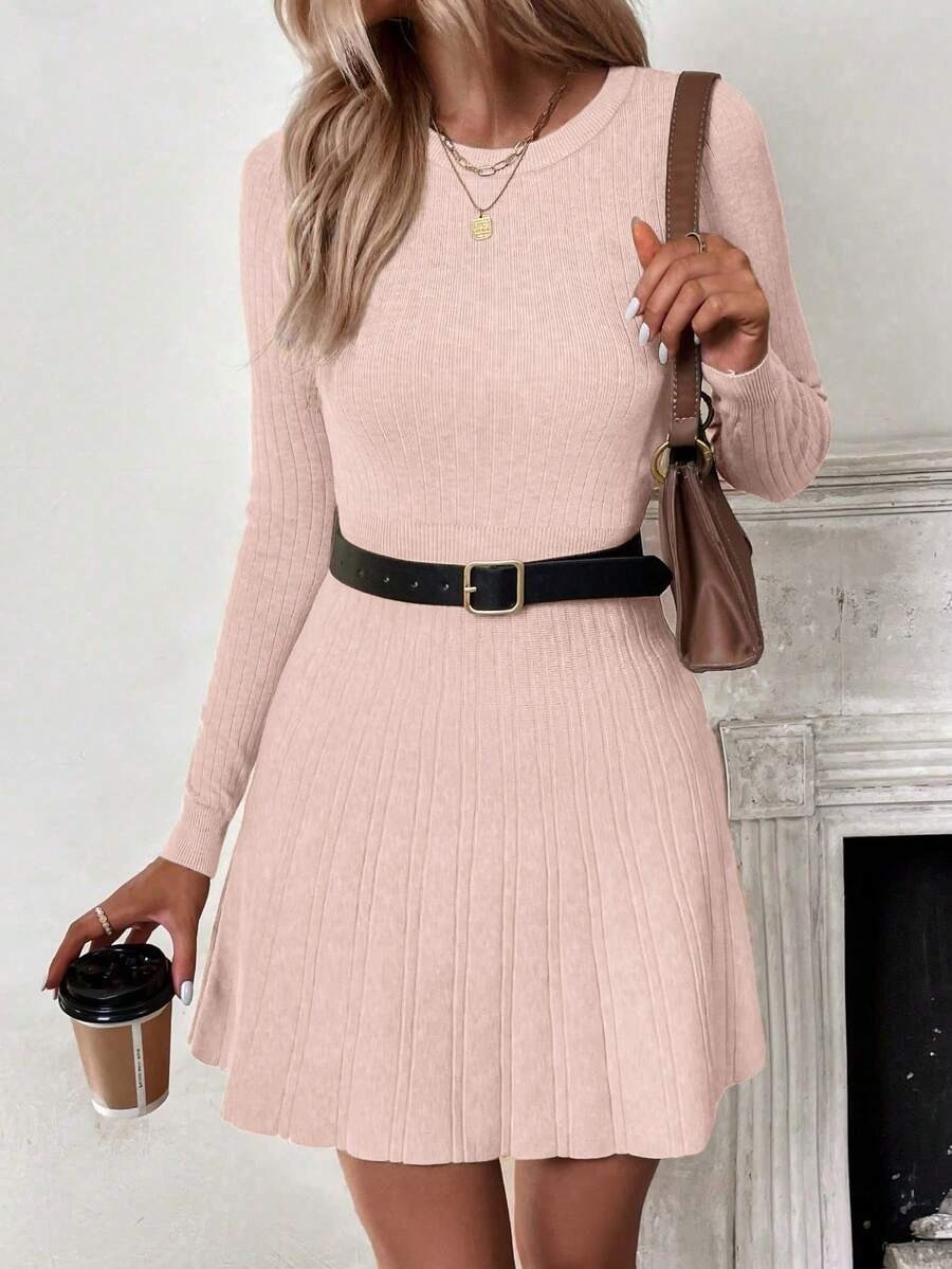 37 Rochie Scurta Tricotata Berry Roz - imagine 1