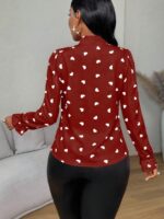 Bluza Dama Norie Rosie cu Inimioare Albe - imagine 2