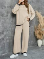 Compleu Tricotat cu Pantalon Viorela Crem - imagine 3