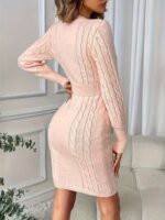 Rochie Scurta Tricotata Melania Roz - imagine 2