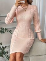 Rochie Scurta Tricotata Melania Roz - imagine 3