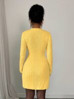 Rochie Scurta Tricotata Pilar Galbena - imagine 2