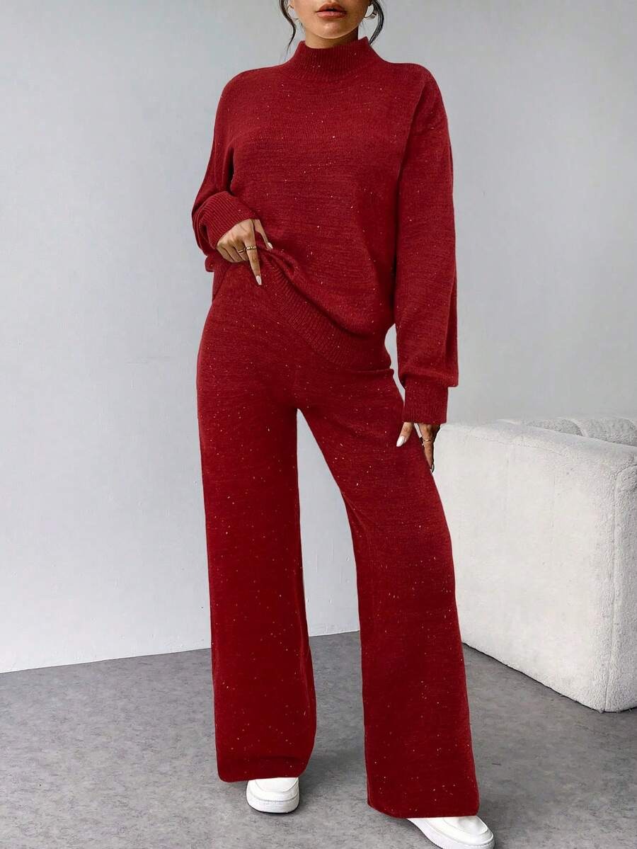 39 Compleu Tricotat cu Pantalon Jesika Grena - imagine 1