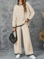 Compleu Tricotat cu Pantalon Viorela Crem - imagine 4