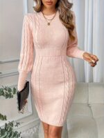 Rochie Scurta Tricotata Melania Roz - imagine 4