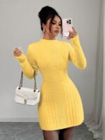 Rochie Scurta Tricotata Pilar Galbena - imagine 3