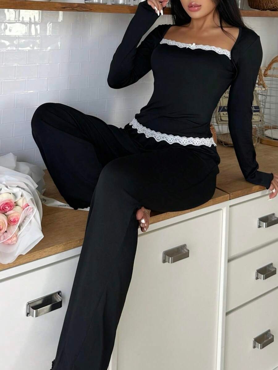 40 Compleu Pijama Erika Negru - imagine 1