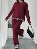 Compleu Tricotat cu Pantalon Yoko Grena