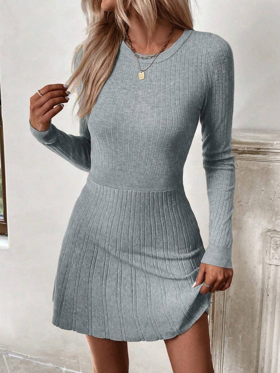 41 Rochie Scurta Tricotata Berry Gri - imagine 1