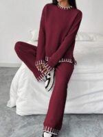 Compleu Tricotat cu Pantalon Yoko Grena - imagine 3