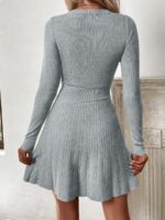 Rochie Scurta Tricotata Berry Gri - imagine 2