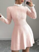 Rochie Scurta Tricotata Tensa Roz