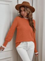 Pulover Tricotat Valeria Portocaliu - imagine 3