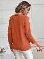 Pulover Tricotat Valeria Portocaliu - imagine 2