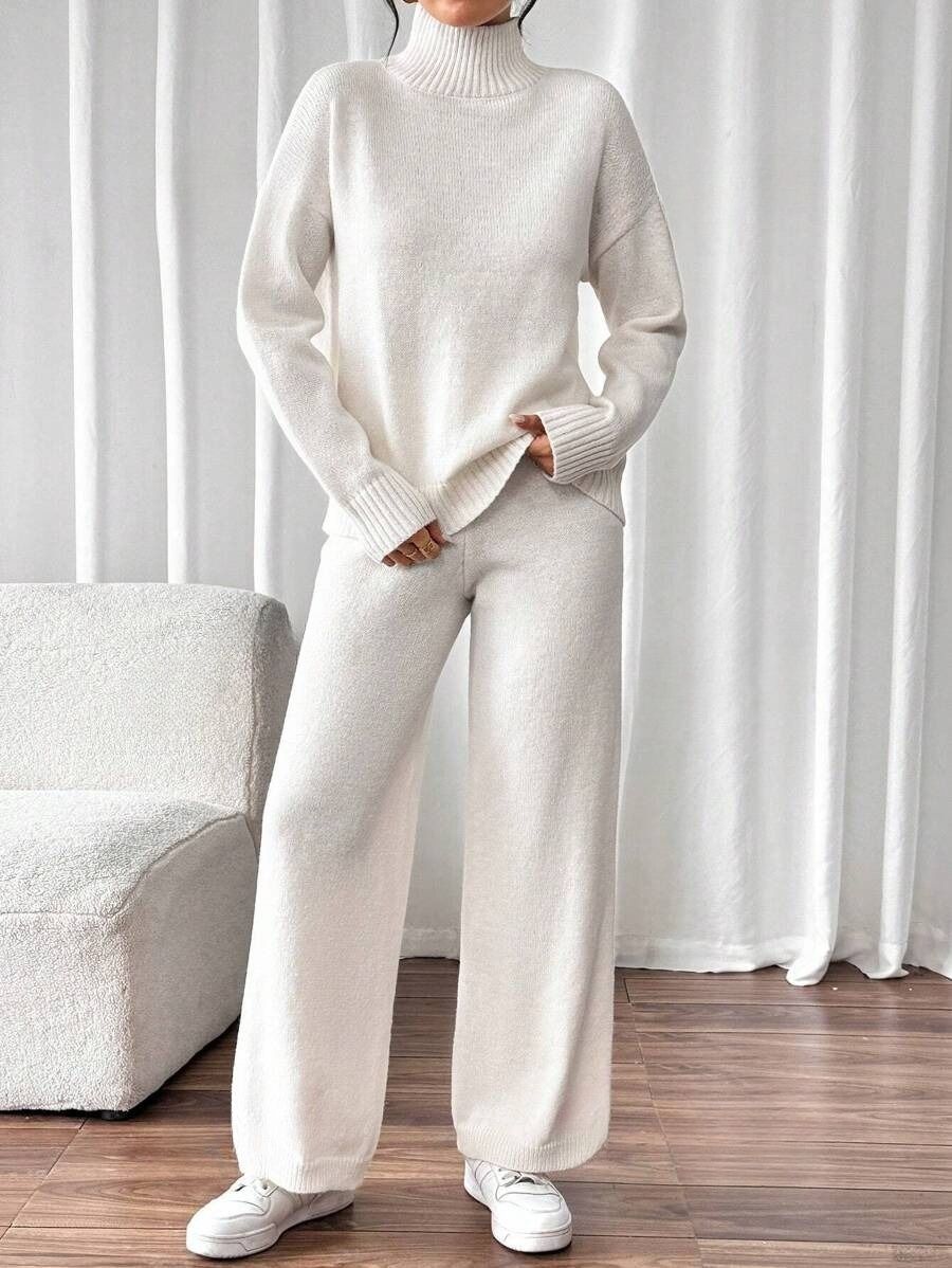 47 Compleu Tricotat cu Pantalon Alice Alb - imagine 1