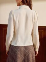 Camasa Dama Doris Crem cu Funda Maro - imagine 2