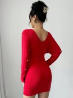 Rochie Scurta Victoria Rosie cu Perle - imagine 2