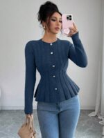 Pulover Tricotat Electra Albastru