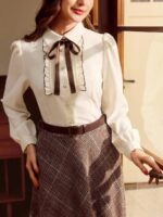 Camasa Dama Doris Crem cu Funda Maro - imagine 3