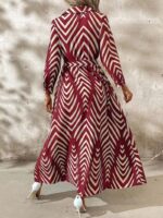 Rochie Lunga Gratiela Grena cu Print Geometric Crem - imagine 2