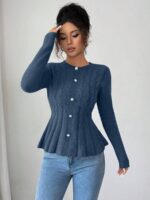 Pulover Tricotat Electra Albastru - imagine 3