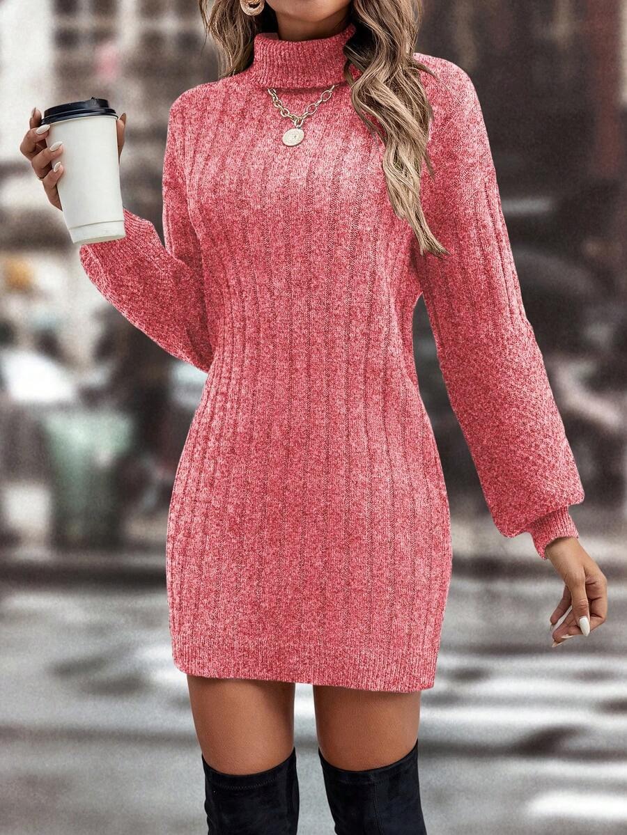 61 Rochie Scurta Tricotata Stanca Roz - imagine 1