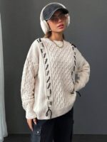 Pulover Tricotat Jolie Crem - imagine 3