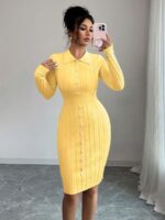 Rochie Scurta Tricotata Petra Galbena - imagine 3