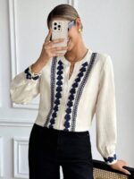 Camasa Dama Luiza Crem cu Broderie - imagine 3