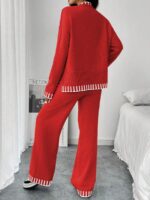 Compleu Tricotat cu Pantalon Clarah Rosu - imagine 2