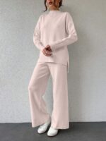 Compleu Tricotat cu Pantalon Carla Roz Pudra - imagine 3