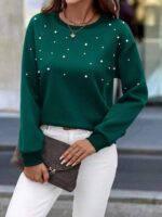 Bluza Dama Sorina Verde cu Perle