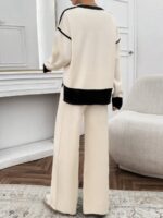 Compleu Tricotat cu Pantalon Ellis Crem - imagine 2