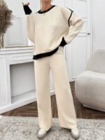 Compleu Tricotat cu Pantalon Ellis Crem - imagine 3